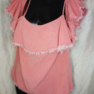 Mustard Seed Pink Ruffle Top